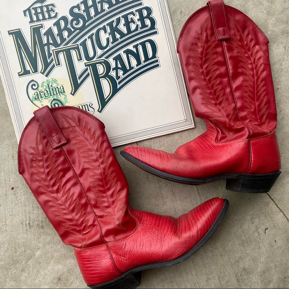 ❤️🤠 Vintage Red Leather Cowboy Boots 🤠❤️